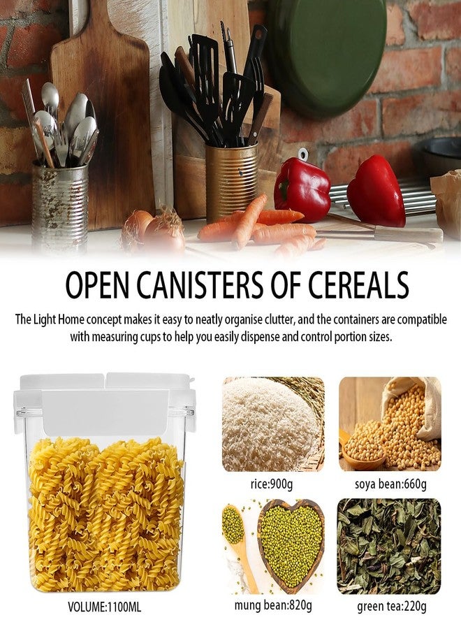 LCJAOF 3Pcs Cereal Storage Container，White Food Storage Container with Flip-Top Lids Plastic Cereal Organizer Dispenser 1.1L/38oz for Grain, Rice and Snacks Kitchen Organizers and Storage - Image 3